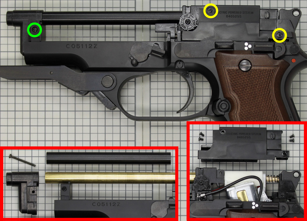 電拳 電動ハンドガン・ベレッタM93R(電ハン M93R)の分解・組み立て1